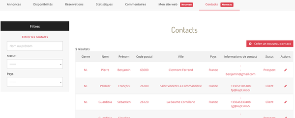 gestion des contacts (prospect / client) KooKooning