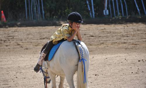Petite fille sur un poney