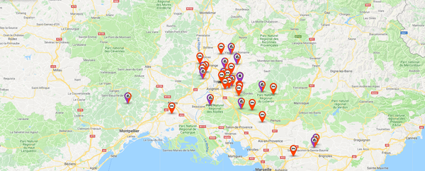 Carte des hébergements Esprit Provence